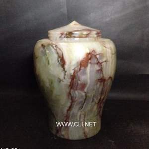 Urne de crémation en marbre veiné d'or brun cendres humaines adultes polies pierre naturelle souvenir navire pot commémoratif - Product Image 3