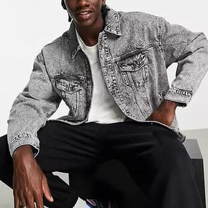 Estilo callejero chino OEM fábrica gris talla grande personalizado Canadá Goos chaqueta Denim color hombres Jean chaqueta - Product Image 1