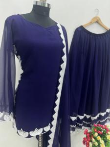 Elegante bordado Salwar Kameez indio pakistaní diseñador Plazzo traje para adultos pesado boda fiesta Casual y ropa Casual - Product Image 6