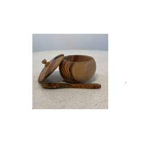 Cuenco de madera para especias, tarro con tapa de cuchara para hierbas y especias, contenedor de madera, gran oferta - Product Image 1