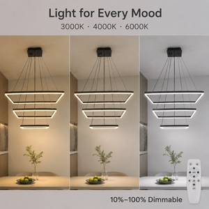 Modern Metal <b>Ring</b> Chandelier 130W LED Three <b>Rings</b> Tri Color Dimmable Remote Adjustable Height For Indoor Dining Room - Product Image 3