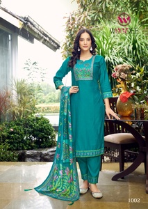 Exclusivo Viscosa Hilo Vaticano Trabajo Kurti Pant Y Dupatta Catálogo Completo disponible a tarifa mayorista a tarifa Mayorista - Product Image 3