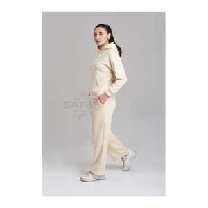 Survêtement d'hiver pour femme en molleton technique 100% coton de haute qualité, coupe décontractée, deux pièces, design premium, hauts longs, taille plus - Product Image 4