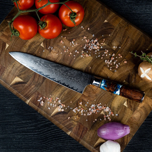 El mejor cuchillo de Chef de hoja de acero de Damasco de 8 pulgadas con mango de madera personalizable para uso de cocina Industrial DIY Soporte OEM - Product Image 4