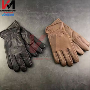 Gants de conduite d'hiver en cuir de daim de qualité supérieure Gants de moto rembourrés épais Doublure chaude Temps froid Coupe-vent Main Bras - Product Image 2