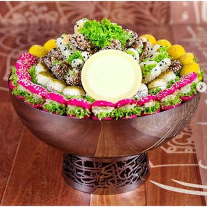 Bol à chocolat en métal argenté de qualité supérieure avec base découpée arabe Bonbons Dessert Bol de service pour mariages ou occasions spéciales - Product Image 1