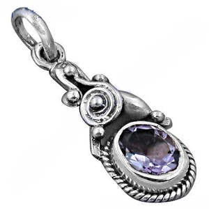 Pendentif en argent 925 fait main avec améthyste et quartz taille émeraude, bijoux en or rose, cadeau pour femme - Product Image 3