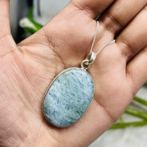 Collier pendentif en argent sterling 925 de style vintage fait à la main en pierre précieuse d'amazonite naturelle cadeau de déclaration pour les enfants et elle - Product Image 5