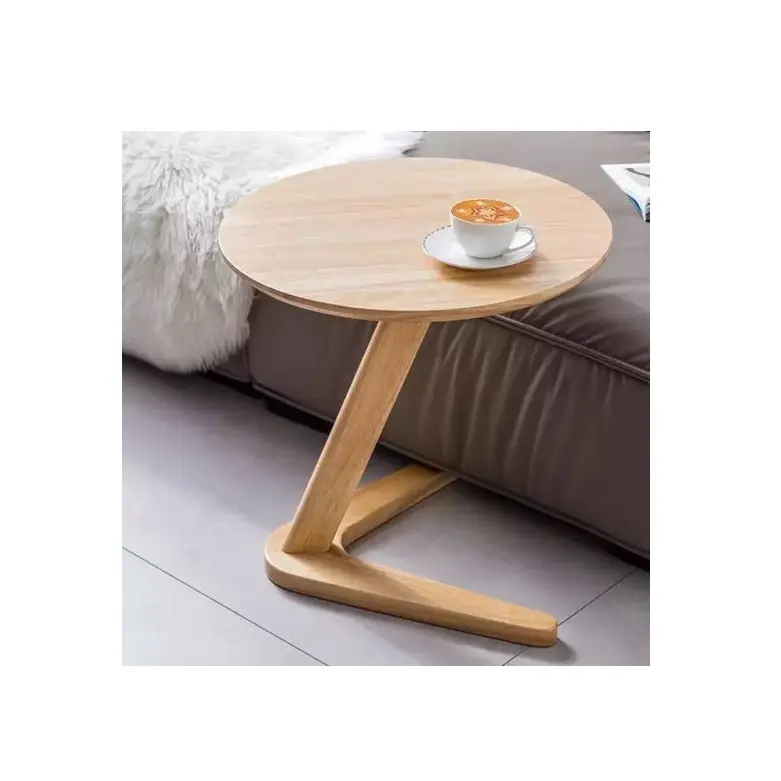 طاولة وجبات خفيفة مستديرة على شكل C من الخشب من السهل تجميع طاولة نهاية السرير لغرفة النوم