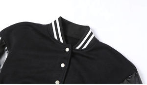 Chaqueta de cuero con cuello en V y hombros caídos personalizada de alta calidad para mujer, lona transpirable, estilo Varsity Letterman, tinte liso - Product Image 4