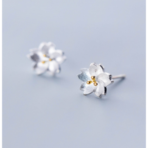 Orecchini a Perno Floreali in Argento Sterling e Oro 14K con Placcatura in Oro Rosa alla Moda, con Perle e Diamanti per Fidanzamento - Product Image 2