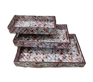 Plateau de service de forme rectangulaire de conception de luxe avec la conception imprimée d'émail là-dessus faite de plateau d'utilisation de vaisselle en bois nouveauté - Product Image 4