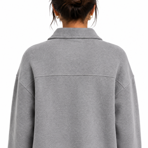 Veste d'hiver en tricot gris pour femme, col rabattu, boutons sur le devant, manches longues, cardigan décontracté de coupe régulière avec poches plaquées - Product Image 6