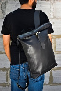 Custom Business Travel Shoulder Bag <b>Backpack</b> <b>Roll</b> Top Rolling <b>Backpack</b> Waterproof Casual leather Foldable <b>Backpack</b> LRTB-0016 - Product Image 6
