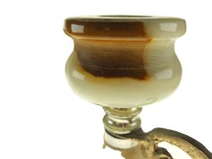 Bougeoir Onyx chandelier marbre, Candélabre en marbre, Laiton Onyx Double Deux Bougeoirs - Product Image 6