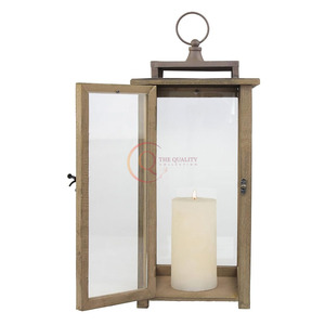 Le bougeoir lanterne en bois d'inspiration vintage apporte un style intemporel aux manteaux, entrées, pot à bougie unique et tendance - Product Image 3