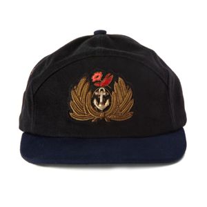 Garras N Roses Negro Azul marino Gorra de recuerdo de 7 paneles Ancla bordada a mano Parche de lingote de oro deslustrado Ajuste ajustable - Product Image 1