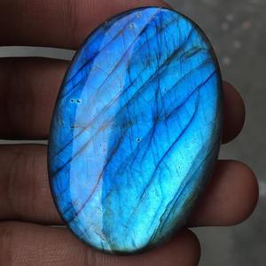 Cabochon de labradorite naturelle, forme ovale, bleu vif, double polissage, qualité supérieure, certifié par un tiers, pierres précieuses pour femmes - Product Image 4