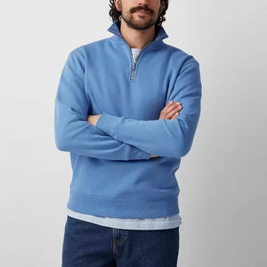 Vente en gros de sweatshirt à demi-fermeture éclair 100% coton pour hommes pull durable et durable avec col montant et broderie pour l'hiver - Product Image 3