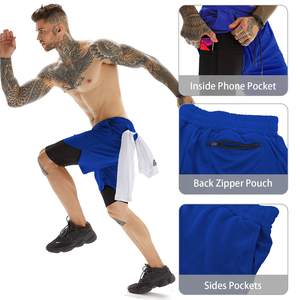 Pantalones cortos de entrenamiento para gimnasio Pantalones cortos deportivos de doble capa personalizados 2 en 1 pantalones cortos de malla Joggers Fitness Athletic Workout gym Pantalones cortos para hombres - Product Image 4