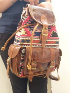 Sac à dos en cuir véritable Jacquard fait à la main en cuir véritable Sac à dos multi-usages Produit en vrac en gros - Product Image 2