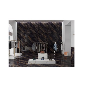 Fourniture directe d'usine 160X320 CM grande dalle de carreaux de porcelaine pour la décoration de salon carreaux de céramique noir tonnerre - Product Image 1