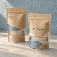 Sachet d'emballage compostable de luxe en papier kraft avec fenêtre, 3,5g 7g, pochette stand-up, avec logo personnalisé, fermeture magnétique, pelliculage pour aliments