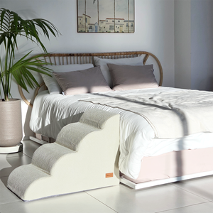 [AllmioPet] Escalier pour chien et chat d'intérieur en tissu nuage ivoire 4 marches AMP 4 IV, marches confortables pour animaux de compagnie pour canapé, lit, hauteur - Product Image 4