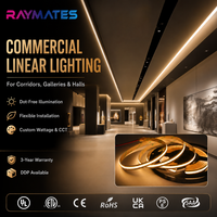 Bande LED COB flexible haute densité RAYMATES UL ETL 12V 8mm 10W, blanc, dimmable, pour éclairage sous armoire, miroir, décoration