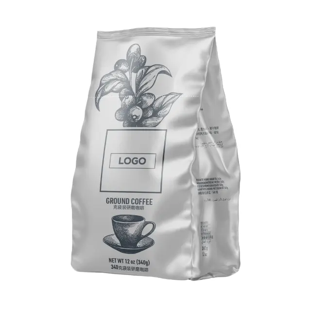 Polvo de café molido tostado de alta calidad en bolsa de etiqueta privada 340g 80% Arábica 20% Robusta para restaurantes