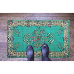 Tapis verts Benetton, tapis floraux, tapis à motifs ethniques, tapis bohème, tapis doux non tissé - Product Image 5