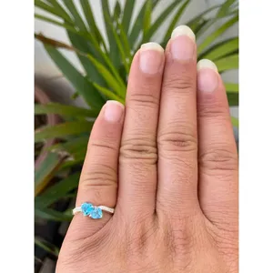 Anillo de Topacio Azul Suizo Natural con Corte Corazón, Plata de Ley 925, Joyería de Piedras Preciosas Hecha a Mano, Proveedor Mayorista - Product Image 5