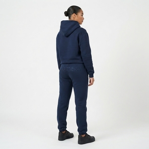 <b>Womens</b> <b>Navy</b> Blue Fleece Hoodie Tracksuit Set Pullover Sweatshirt Jogger Pants Matching Casual Streetwear Loungewear - Product Image 3