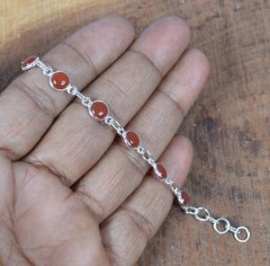 Red <b>Carnelian</b> Sterling Silver <b>Bracelet</b> Handmade Adjustable Gemstone Jewelry Elegant Gift For Women - Product Image 3