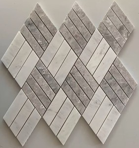 Mosaico de Mármol Blanco Diagonal 3/4, Cuadrado, Pulido/Acristalado, 8mm de Grosor, Resistente al Agua, Ecológico, 5 Años de Garantía, Moderno - Product Image 3