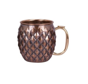 Taza de Mula martillada en relieve con diamante antiguo de alta calidad de cobre puro 100% con mango de latón - Product Image 1