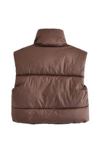 Chaleco Corto Acolchado Ligero Sin Mangas con Cierre y Cuello Alto para Hombre, Color Sólido, Abrigado para Invierno - Product Image 2