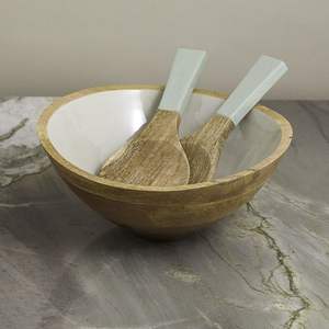 Cuenco de madera de mango esmaltado rosa, utensilios de cocina de lujo hechos a mano, cuenco rústico de madera para servir ensalada, frutero, diseño sin plomo - Product Image 6