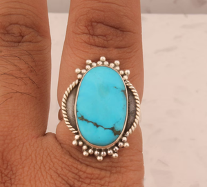 <b>Turquoise</b> Oval Solid 925 Sterling Silver Handmade <b>Ring</b> Men's & Women's Gemstone Twisted Band Unique Fancy Gifts Her Jewelry Use - Product Image 1