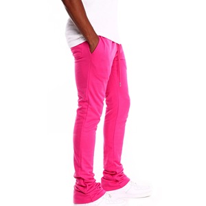 Pantalon de survêtement évasé pour homme, survêtement rose à taille avec cordon de serrage, empilé, décontracté, pour l'hiver et l'automne - Product Image 4