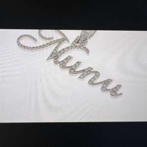 Joyería fina Colgante personalizado Hip Hop 925 Plata Vvs Moissanite Colgante Iced Out Nombre Colgante chapado en oro blanco - Product Image 4