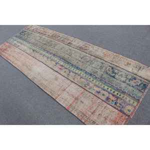 3.4x8.6 ft Turkish <b>Runner</b> Rug, Blue <b>Red</b> Vintage Floral Wool Rug - Product Image 3