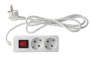 Base per presa bianca con interruttore e cavo, 2 prese, 3 metri (GSC 100005020) - Product Image 1