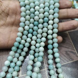 Collar de Plata de Ley con Cuentas de Amazonita Natural de 8mm, Collar de Piedras Preciosas Curativas, Joyería de Regalo de Boda Verde - Product Image 1