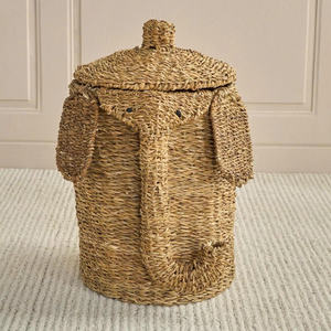 Enhance Your Kids Room With Beautiful Elephant Storage <b>Basket</b> Crafted From Natural Seagrass Ideal For Holding Toys Or Laundry - Product Image 5