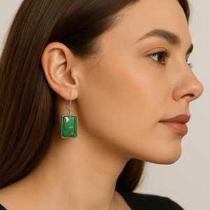 Boucles d'oreilles pendantes en turquoise verte, bijoux en argent sterling faits à la main, cadeau en pierres précieuses - Product Image 4