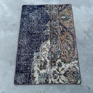 Alfombra Turca de 1.7x2.6 pies, Alfombra Vintage, Alfombra de Lana con Diseño Floral Azul - Product Image 1