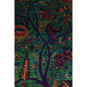 AKPS-13019 Alfombra Moderna de Seda Anudada a Mano con Diseño Floral Verde, Alfombra Rectangular de Viscosa, Poliéster y Nailon para el Hogar, con Técnicas de Tufting y Estampado - Product Image 3