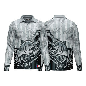 Jersey de pesca de manga larga estilo Polo con botón sublimado personalizado de alta calidad UPF50 + transpirable de talla grande de secado rápido antibacteriano - Product Image 6