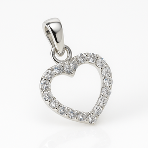 Pendentif minimaliste en forme de cœur en gros, bijoux Rhaya, argent sterling fin plaqué rhodium, zircon, breloques pour femmes, 1,2 g, occasions cadeaux - Product Image 2